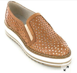 Summit by White Mountain Braxton Platform Slip-On Perforated Leather Sneakers 8M
